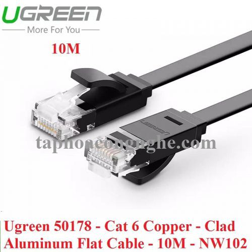 Ugreen 50178 10M màu Đen Cáp mạng LAN CAT6 dây dẹt NW102 30050178